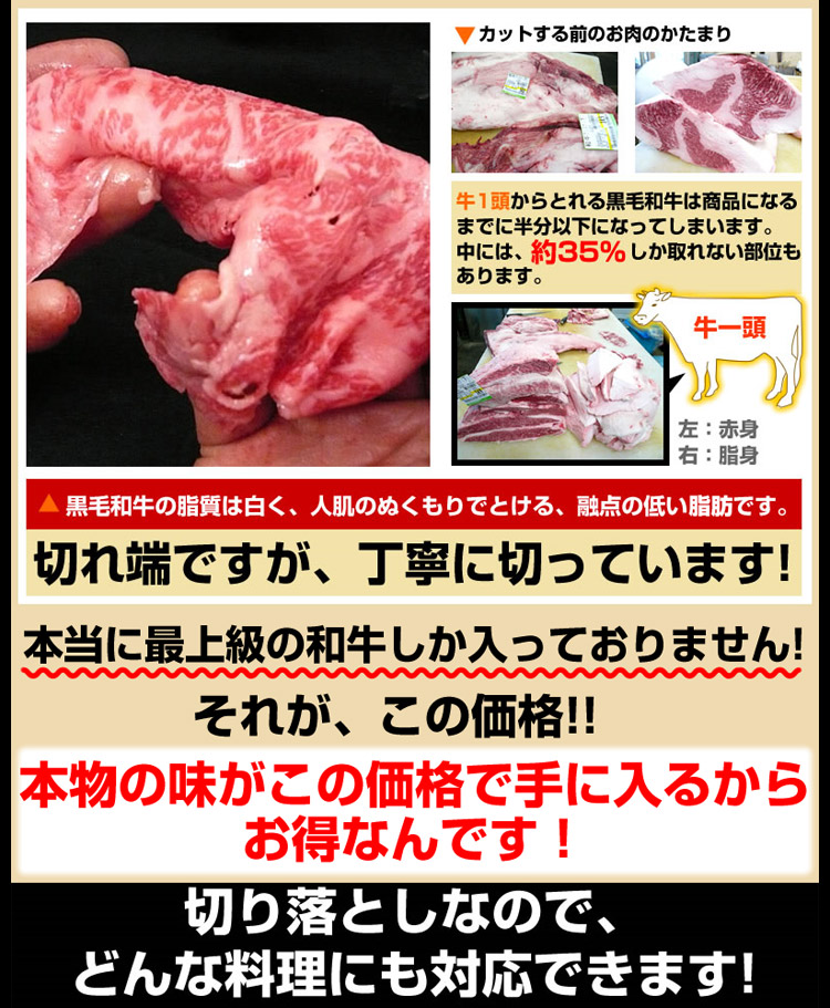 A4・A5等級のみ黒毛和牛切り落とし1kg
